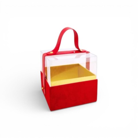 SCATOLA PLASTICA E TESSUTO ROSSO